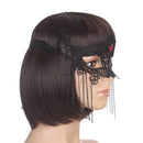 Gothic Black Lace Half Face Dangle Tassel Fox Design Mask Carnival Masquerade Eyemask Lady Fashion
