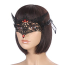 Women Hollow Lace Red Rhinestone Drill Fox Shaped Black Head Mask Eyemask for Halloween Masquerade Costume Cosplay
