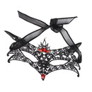 Women Hollow Lace Red Rhinestone Drill Fox Shaped Black Head Mask Eyemask for Halloween Masquerade Costume Cosplay