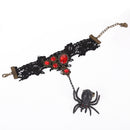 Halloween Court Spider Flower Black Lace Gothic Vintage Party Bracelet Ring