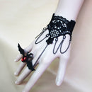 Halloween Court Bat Flower Black Lace Gothic Vintage Party Bracelet Ring
