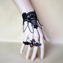 Halloween Court Bat Flower Black Lace Gothic Vintage Party Bracelet Ring