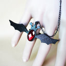 Halloween Court Bat Flower Black Lace Gothic Vintage Party Bracelet Ring