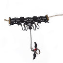 Halloween Court Bat Flower Black Lace Gothic Vintage Party Bracelet Ring