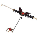 Retro Charm Women Sexy Black Lace Bracelet Ring Chain with Butterfly Pattern Red Rhinestone for Halloween Christmas Masquerade