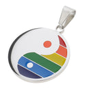 Stainless Steel Rainbow Yin Yang Pendant Necklace For Gay & Lesbian Pride