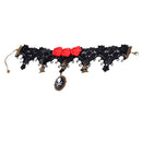 Retro Handmade Craft Lace Royal Vampire Choker Gothic Necklace Bracelet Black Pendant Chain