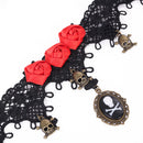 Retro Handmade Craft Lace Royal Vampire Choker Gothic Necklace Bracelet Black Pendant Chain
