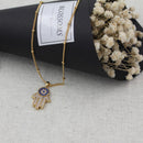 Women Girls Crystal AAA Zircon Evil Eye Hamsa Hand Pendant Necklace Jewelry Gifts Gold