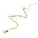 Women Girls Crystal AAA Zircon Evil Eye Hamsa Hand Pendant Necklace Jewelry Gifts Gold