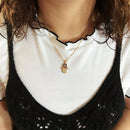 Women Girls Crystal AAA Zircon Evil Eye Hamsa Hand Pendant Necklace Jewelry Gifts Gold