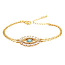 Shiny Zircon Blue Opal Evil Eye Bracelet Bangle Lucky Charms Lady Friends Wedding Jewelry
