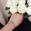 Shiny Zircon Blue Opal Evil Eye Bracelet Bangle Lucky Charms Lady Friends Wedding Jewelry