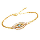 Shiny Zircon Blue Opal Evil Eye Bracelet Bangle Lucky Charms Lady Friends Wedding Jewelry