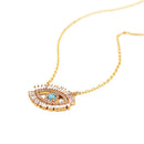 Shiny CZ Crystal Evil Eye Pendant with Chain Lady Lucky Charms Fashion Jewelry