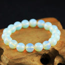 Fashion Vintage Handmade White Opal Crystal Round Beads Bracelet Cuff Wristband Adjustable Bangle Charm Jewelry for Women Men