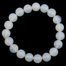 Fashion Vintage Handmade White Opal Crystal Round Beads Bracelet Cuff Wristband Adjustable Bangle Charm Jewelry for Women Men