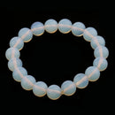 Fashion Vintage Handmade White Opal Crystal Round Beads Bracelet Cuff Wristband Adjustable Bangle Charm Jewelry for Women Men