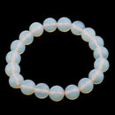 Fashion Vintage Handmade White Opal Crystal Round Beads Bracelet Cuff Wristband Adjustable Bangle Charm Jewelry for Women Men