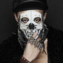 Black & White Big Skeleton Skull Mask PU Leather Eye Masks Motorcycle Cosplay Props