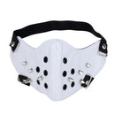 Leather Rivet Half Face Steampunk Sports Protective Cosplay Motocycle Biker Mask White