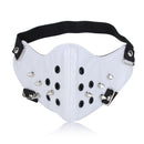 Leather Rivet Half Face Steampunk Sports Protective Cosplay Motocycle Biker Mask White