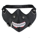 Spooky Zipper Teeth Black PU Leather Half Face Mask Motorcycle Rider Gothic Steampunk Mask Windproof Dustproof Mask