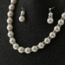 Women Bridal Wedding Faux Pearl Rhinestone Necklace Earrings Jewelry Set