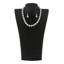 Women Bridal Wedding Faux Pearl Rhinestone Necklace Earrings Jewelry Set