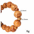 Brown Wood Carved Flower Beads Yoga Antique Buddha Charming Mala Bracelet for Prayer