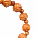Brown Wood Carved Flower Beads Yoga Antique Buddha Charming Mala Bracelet for Prayer