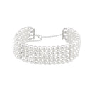 4 Strand Multi Layer White Imitation Pearl Choker Bib Statement Wedding Lady Collar Necklace