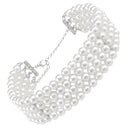 4 Strand Multi Layer White Imitation Pearl Choker Bib Statement Wedding Lady Collar Necklace