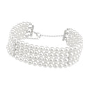 4 Strand Multi Layer White Imitation Pearl Choker Bib Statement Wedding Lady Collar Necklace