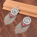 Women Bohemian Big Long Tassel Beads Dangle Earrings Vintage Party Jewelry