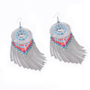 Women Bohemian Big Long Tassel Beads Dangle Earrings Vintage Party Jewelry