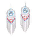 Women Bohemian Big Long Tassel Beads Dangle Earrings Vintage Party Jewelry