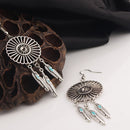 Vintage Ethnic Bohemian Dreamcatcher Feather Long Tassel Dangle Earrings
