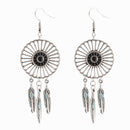 Vintage Ethnic Bohemian Dreamcatcher Feather Long Tassel Dangle Earrings