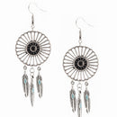 Vintage Ethnic Bohemian Dreamcatcher Feather Long Tassel Dangle Earrings