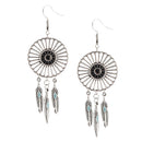 Vintage Ethnic Bohemian Dreamcatcher Feather Long Tassel Dangle Earrings