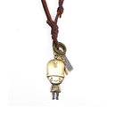 Cute Army Soldier Cross Pendant with Brown PU Leather Necklace Jewelry