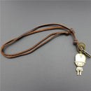 Cute Army Soldier Cross Pendant with Brown PU Leather Necklace Jewelry