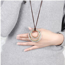 Simple Men Women's Alloy 4pcs Round Circle Pendant Necklace With Velvet Cord