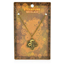 Gothic Punk Rock Steampunk Gears Wheel Cog Pendant Biker Mens Fashion Skeleton Gothic Necklace