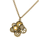 Gothic Punk Rock Steampunk Gears Wheel Cog Pendant Biker Mens Fashion Skeleton Gothic Necklace