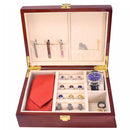 Luxury mens jewellery watch box wooden cufflink case ring display storage