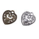 20 Pieces Hollow Filigree Heart Shape Zinc Alloy Metal Fashionable Beads For Jewelry Making