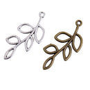 10 Pieces/Lot Vintage Leaf Shape Pendant Finding Beads Necklace Bag Keyring Purse Charms 41x19mm