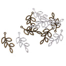 10 Pieces/Lot Vintage Leaf Shape Pendant Finding Beads Necklace Bag Keyring Purse Charms 41x19mm